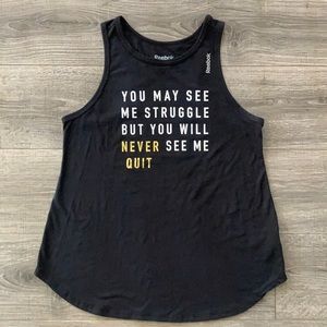 Reebok- Black ‘You May See Me Struggle’ Workout Tank Size M